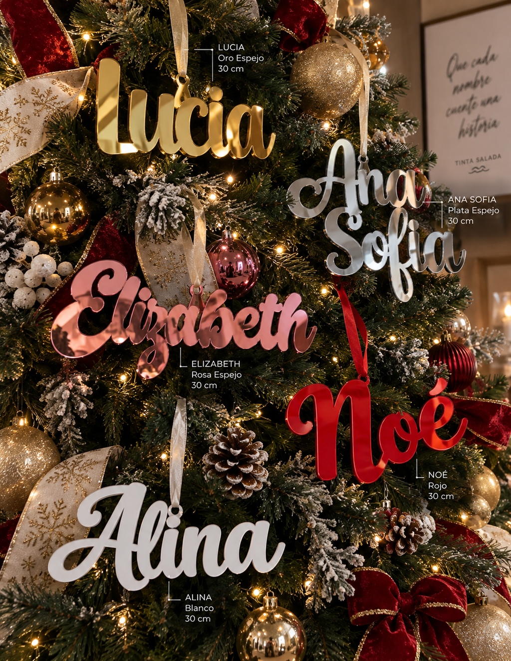 Nombres Personalizados de Acrílico para Árbol de Navidad