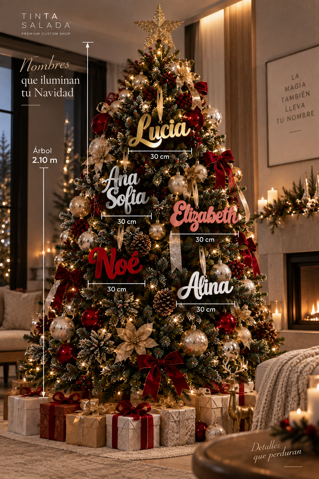 Nombres Personalizados de Acrílico para Árbol de Navidad