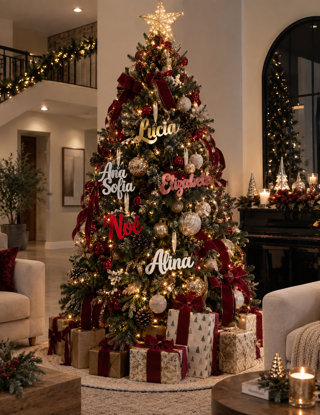 Nombres Personalizados de Acrílico para Árbol de Navidad
