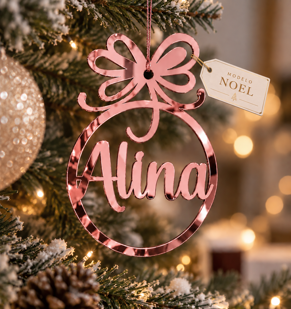 Esferas Navideñas Personalizadas con Nombre en Acrílico