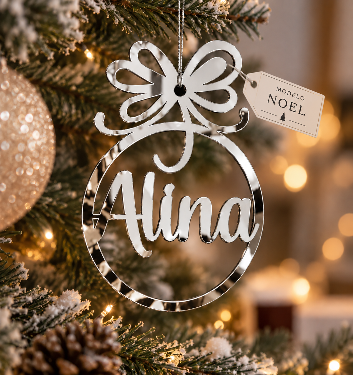 Esferas Navideñas Personalizadas con Nombre en Acrílico