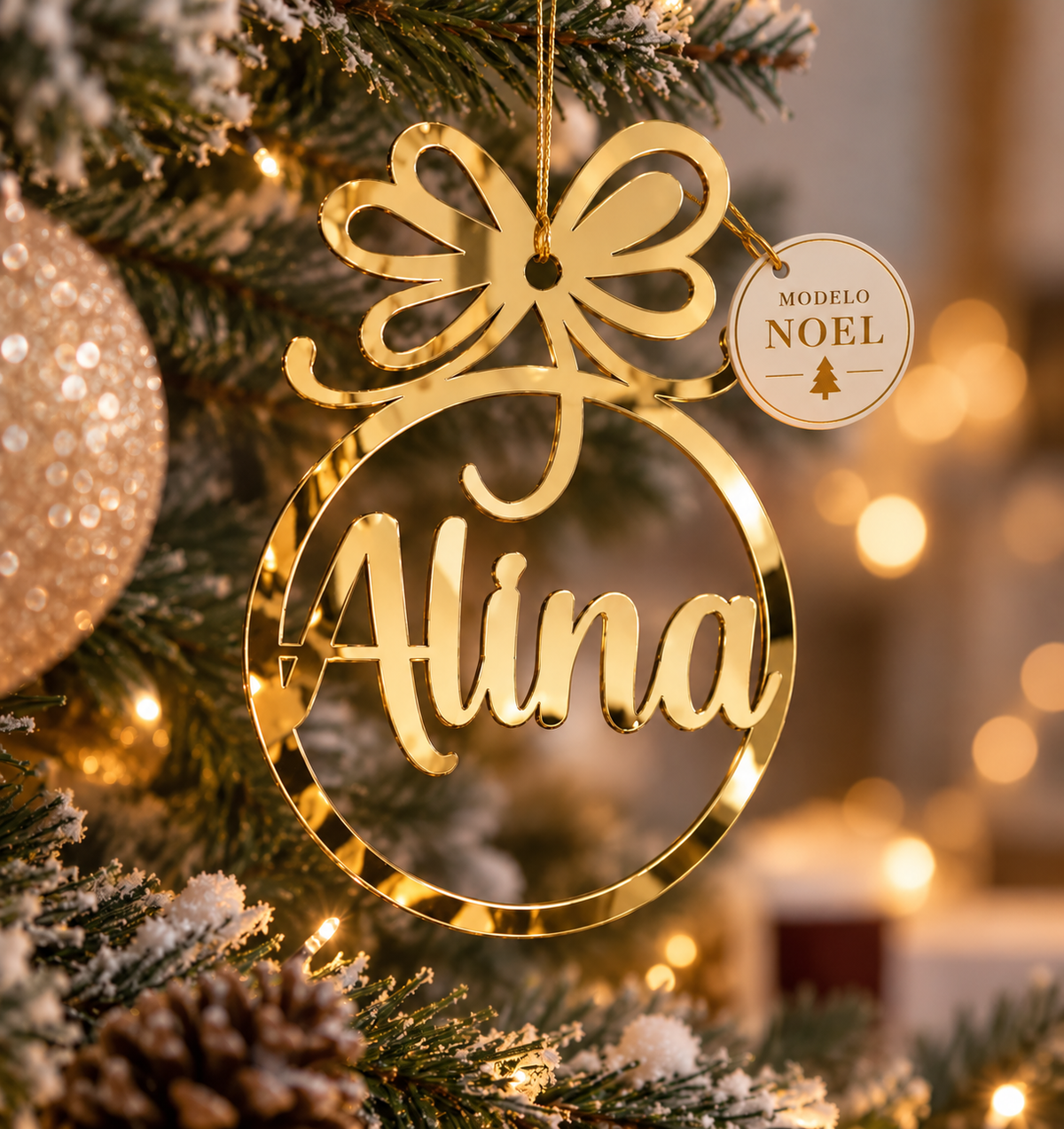 Esferas Navideñas Personalizadas con Nombre en Acrílico