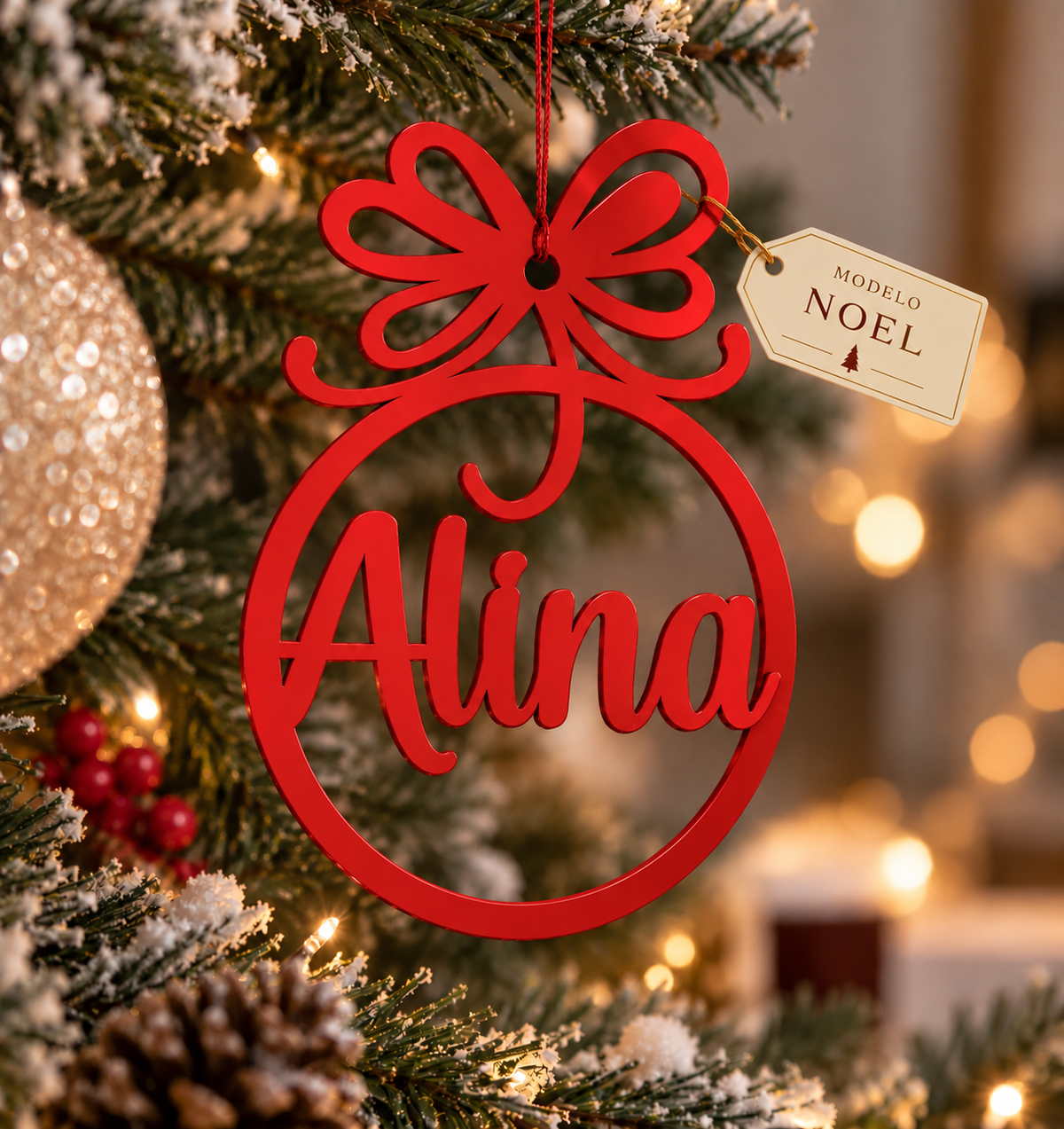 Esferas Navideñas Personalizadas con Nombre en Acrílico