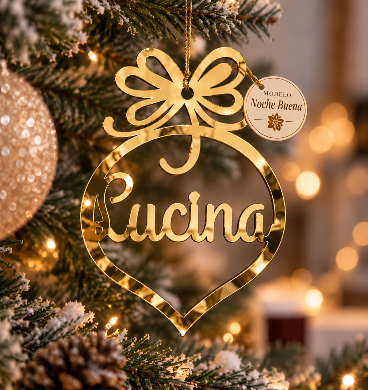 Esferas Navideñas Personalizadas con Nombre en Acrílico