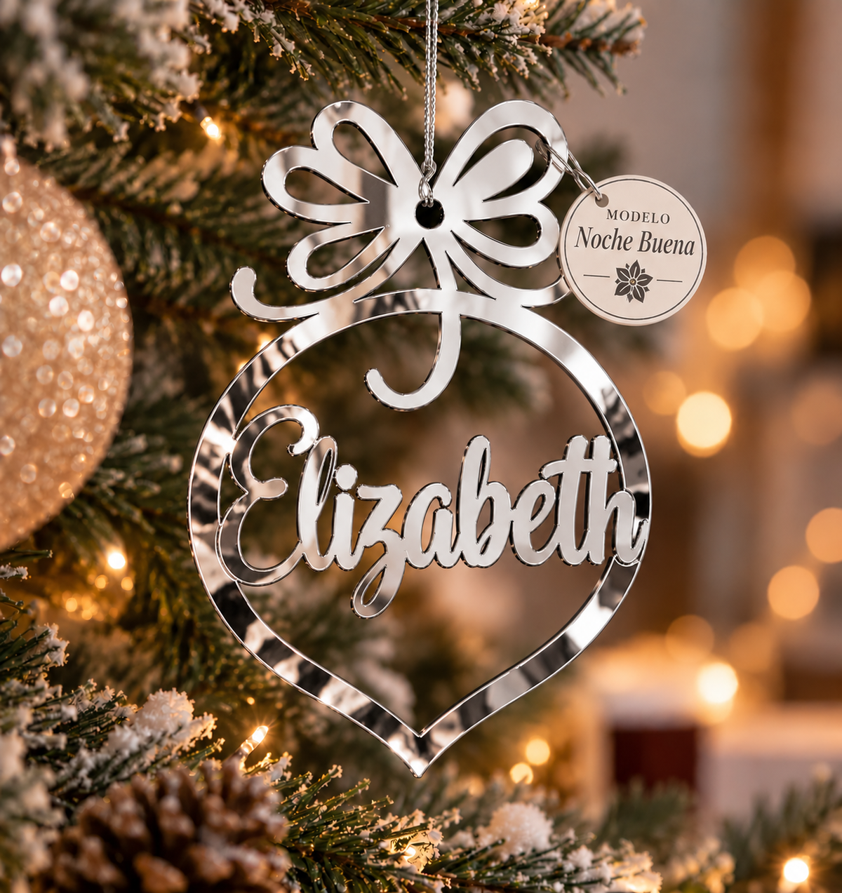 Esferas Navideñas Personalizadas con Nombre en Acrílico