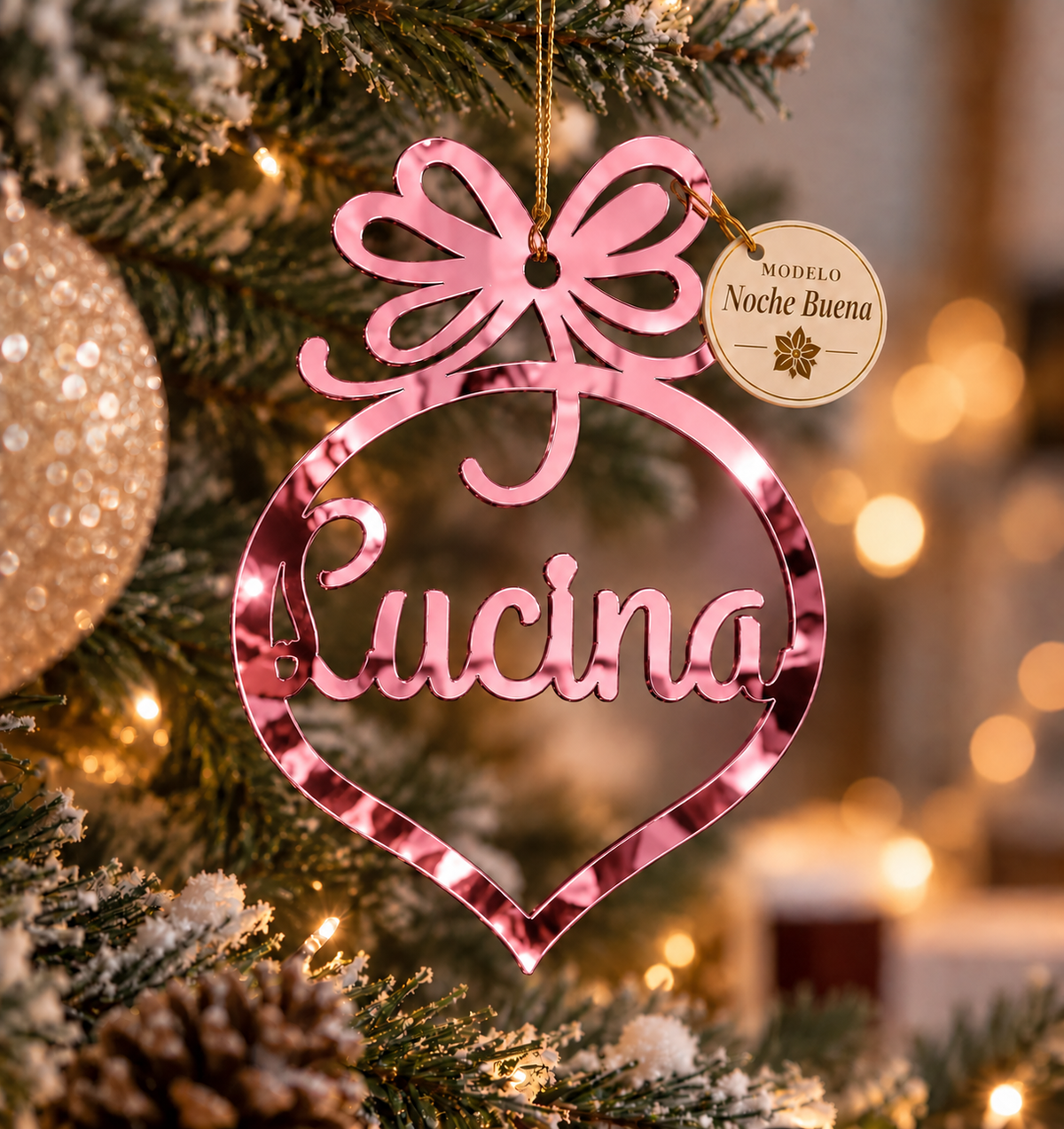 Esferas Navideñas Personalizadas con Nombre en Acrílico