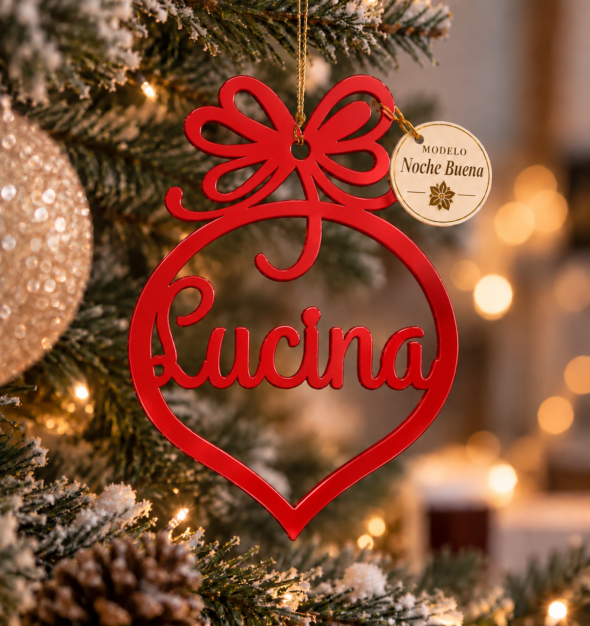 Esferas Navideñas Personalizadas con Nombre en Acrílico