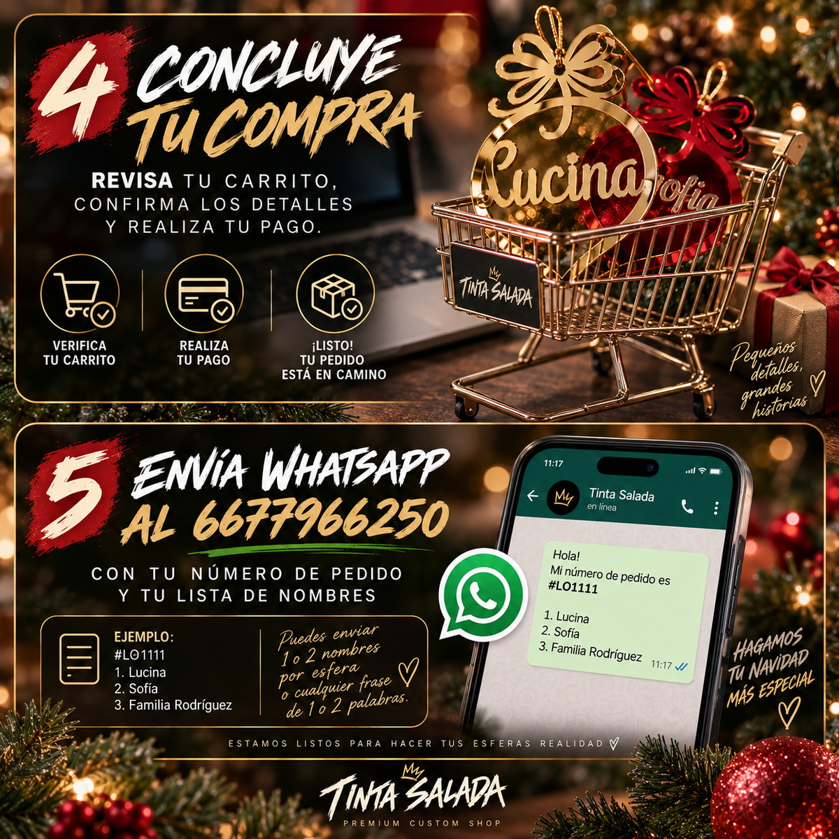 Esferas Navideñas Personalizadas con Nombre en Acrílico