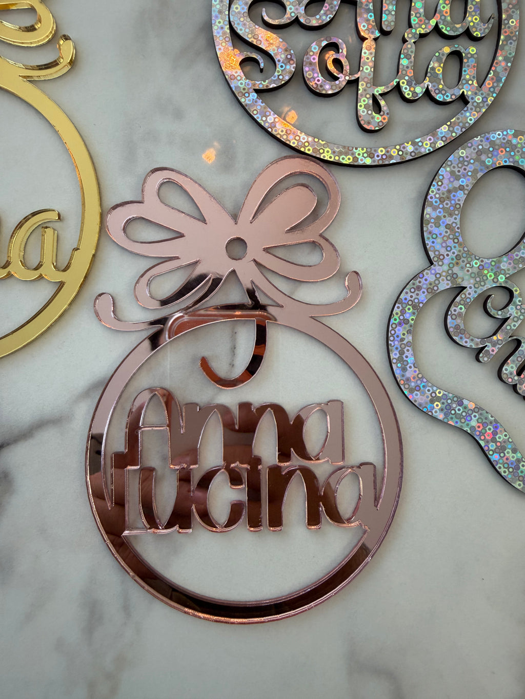 Esferas Navideñas Personalizadas con Nombre en Acrílico
