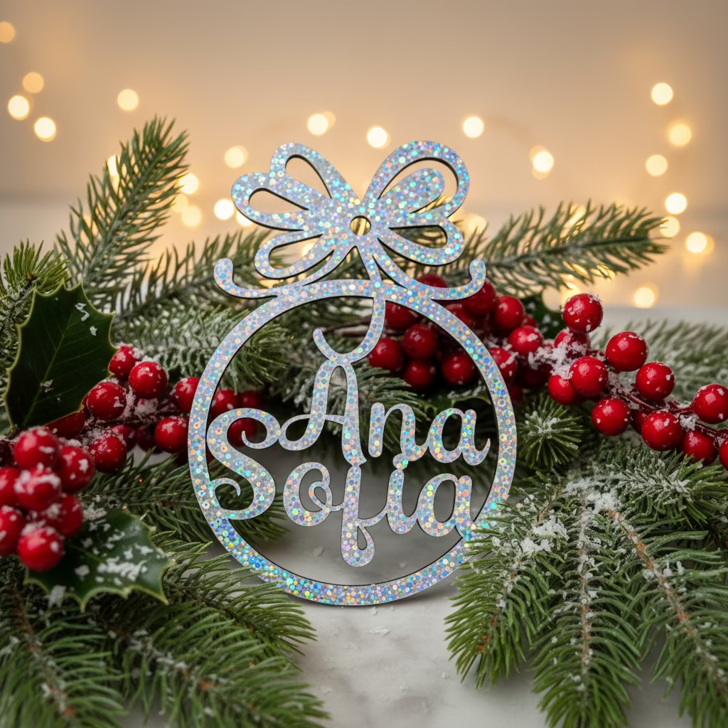 Esferas Navideñas Personalizadas con Nombre en MDF